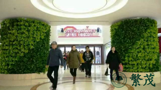 沈陽某商場入口柱型植物墻案例